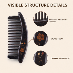 Atacado: Pente de Cabelo de Madeira Africana com Dentes Largos e Inlay de Madeira e Fio de Cobre, Logotipo Personalizado, OEM ODM, Pente Desembaraçador de Bolso, Presente - Product Image 2