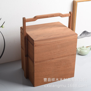 Lonchera de madera estilo chino, rectangular, portátil, para envasar alimentos, con asa desmontable, tamaño y grosor personalizables - Product Image 4