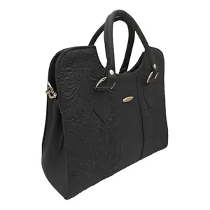 Sac à main Fana Thaliss en cuir de vachette noir, deux sangles, grande capacité, fermeture à rabat, sac fourre-tout décontracté pour la plage - Product Image 1