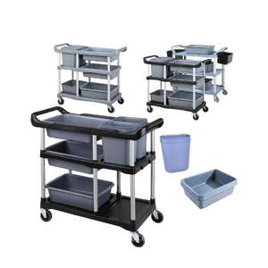 Sunmax-Carrito de recogida de platos de tubo cuadrado de acero inoxidable para restaurante, hotel, limpieza de limpieza - Product Image 3