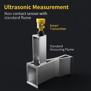 Débitmètre à <span class=keywords><strong>canal</strong></span> ouvert en acier inoxydable haute précision (+/-3%) à ultrasons/type flume pour liquides/eaux usées/irrigation/canaux - Product Image 5