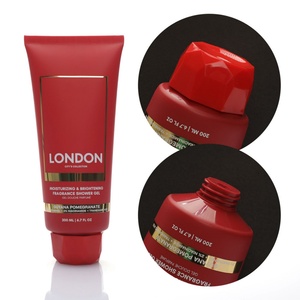 Vente en gros de tubes souples en plastique rouge personnalisés de luxe de 200 ml pour les soins de la peau, le gel douche, l'emballage cosmétique - Product Image 2