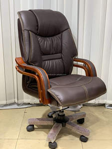 Fauteuil de Direction en Cuir de Luxe Populaire pour PDG et Dirigeants – Chaise de Bureau Pivotante en Bois pour Grossistes - Product Image 3