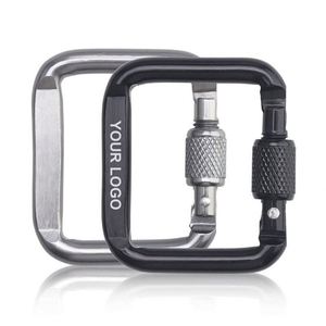 ตะขอเกี่ยวรูปตัว D สำหรับตั้งแคมป์กลางแจ้งแบบทนทาน พร้อมตัวล็อคแบบเกลียว ที่เก็บกุญแจ ตัวล็อคแบบสปริง คลิปหนีบอะลูมิเนียมทรงสี่เหลี่ยม คาราไบเนอร์ - Product Image 1