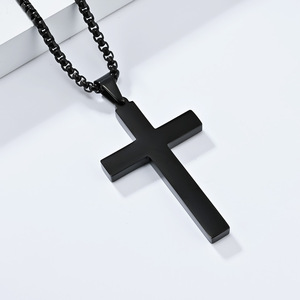 yunnique minimalist <b>titanium</b> steel smooth cross necklace, unisex street style pendant, sweater <b>chain</b> necklace. - Product Image 3