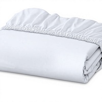 Sprei Fitted Ukuran Twin Putih dengan Kantong Dalam 200TC 100% Katun Percale Lembut dan Bernapas, Penutup Kasur Hotel Grosir Logo Kustom