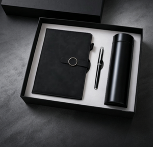 Promotional Luxury Grey PU Leather Notebook Pen Gift Set Custom <b>Diary</b> Thermos Cup Note Book Gift Set With Water Bottle - Product Image 5