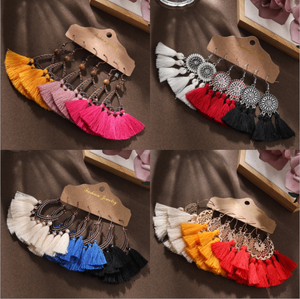 Joya Juego Set De bijoux De Borla Larga De Gancho Bohemio 레트로 Mujer 패션 Hechos a Mano 2023 - Product Image 2