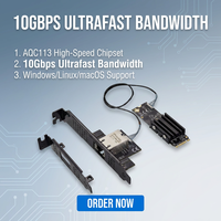 Tarjeta de Red Ethernet NVMe M.2 Lekuo IO-M2F113-GLAN de 10 Gbps, Puerto RJ45 Único, Chipset AQC113, para Servidor de Escritorio Windows/Linux/MacOS