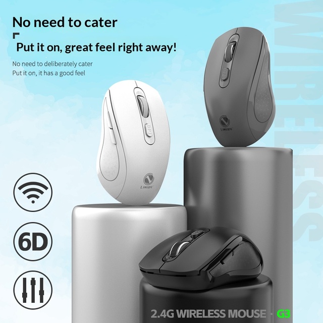 LIMEIDE G3 2.4G Wireless Mouse Plug and Play Multimedia Side Keys One Key DPI Switch for PC Laptop Desktop