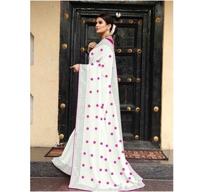 Ethnic Garment Party Wear Designer Saree Georgette Embroidery With Stone Work Wholesale Price Surat Apparelgarment - Product Image 1