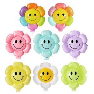 Nouveauté 2026, Meilleure vente : Ballon <span class=keywords><strong>en</strong></span> aluminium simple <span class=keywords><strong>en</strong></span> forme de marguerite, <span class=keywords><strong>tour</strong></span> de tournesols, pétales colorés à visage souriant, 16 pouces, pour fête d'anniversaire d'enfants - Product Image 2