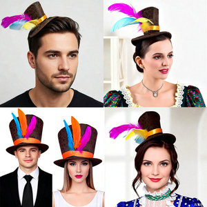 Diadema de plumas de anime para fiesta, sombrero pequeño de caballero, sombrero Lincoln, COS, Navidad - Product Image 1