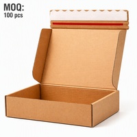 Boîte d'expédition en carton ondulé personnalisée avec bande déchirable, auto-adhésive, sans colle, impression pailletée pour emballage postal de vêtements
