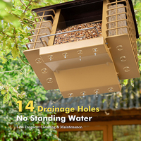 Mangeoire à oiseaux suspendue JH-Mech Outdoor, capacité de 3,2 lb pour graines, 4 ports d'alimentation, 1,8 x 1,8 cm, avec deux supports pour suets.