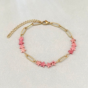 2026 New Natural Stone Patchwork <b>Bracelet</b> Star <b>Beads</b> Adjustable Stainless Steel Chain, Unisex Minimalist Dainty Jewelry Gift - Product Image 6