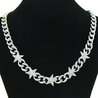 2025 cinq étoiles rappeur Hip Hop Bling cubain lien chaîne or strass collier ras du cou Bracelet en alliage de Zinc bijoux pour hommes femmes
