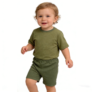 Set <span class=keywords><strong>di</strong></span> Abbigliamento Estivo per Bambino <span class=keywords><strong>in</strong></span> <span class=keywords><strong>Mussola</strong></span> 100% <span class=keywords><strong>Cotone</strong></span>, Maglietta a Maniche Corte e Pantaloncini, Due Pezzi - Product Image 2