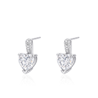 Bijoux en argent sterling 925 haut de gamme, collier et boucles d'oreilles en forme de cœur en moissanite, ensemble de bijoux en argent pour femmes