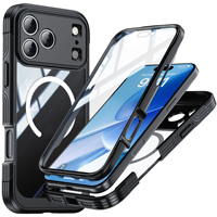 Coque de protection transparente antichoc magnétique 3-en-1 JUNBO pour iPhone 18 17 16 15 Pro Max compatible avec la charge sans fil