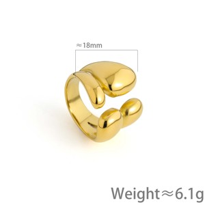 Anillo Abierto de Lujo con Diseño de Lágrima Pulida, Estilo Minimalista en Oro y Plata, de Primera Calidad, Ideal para el Día a Día, Citas y Fiestas - Product Image 5