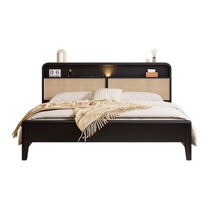 Cabecero de Cama Moderno Negro Sólido Minimalista para Hotel con Almacenamiento, OEM ODM, Proyectos Hoteleros al por Mayor, Panel de Ratán Ecológico, Envío Rápido - Product Image 2