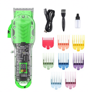 Cortapelos Eléctrico Transparente para Hombre con Peine Limitador Ajustable, Recargable por USB, Pantalla LED, Uso en Hoteles, para Barba y Cabello - Product Image 1