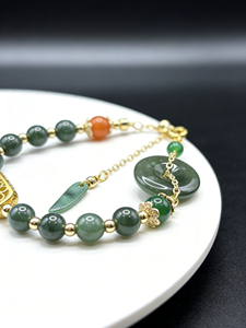 سوار سلسلة عصري من اليشم الأخضر، أقراط متدلية بشرابة للكاحل، تصميم طويل بمقبض - Product Image 3