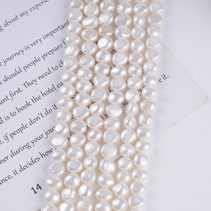 Perles d'eau douce naturelles baroques de 7-8 mm en forme de riz, à double face, avec trou latéral, pour colliers et bracelets DIY - Product Image 3