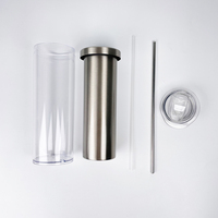 25 pièces de gobelets à sublimation de 20 oz, globe à neige droit avec paillettes, pour soda, bière, café, globe à neige, tasse à café avec couvercle et paille pour cadeaux