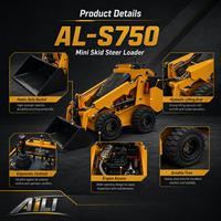 Mini-chargeuse sur pneus S750, chargeuse compacte de 400 kg, moteur Yanmar Kubota pour la construction, l'agriculture et l'aménagement paysager