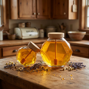 <span class=keywords><strong>Pot</strong></span> en verre <span class=keywords><strong>de</strong></span> <span class=keywords><strong>miel</strong></span> <span class=keywords><strong>de</strong></span> luxe 250g/500g 180ml/360ml bocaux <span class=keywords><strong>de</strong></span> stockage des aliments en verre <span class=keywords><strong>de</strong></span> silex hexagonal avec bouchon en plastique en métal pour confiture <span class=keywords><strong>de</strong></span> bonbons - Product Image 2