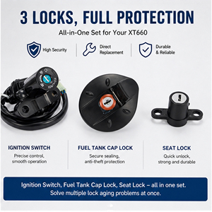 KOLMIO-LAM pour <span class=keywords><strong>Yamaha</strong></span> XT660 XT660R XT660X <span class=keywords><strong>XT</strong></span>-<span class=keywords><strong>660</strong></span> <span class=keywords><strong>XT</strong></span> <span class=keywords><strong>660</strong></span> R X Kit de serrures de réservoir d'essence, de contact et de selle avec clés 2004-2011 2014 - Product Image 3