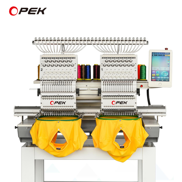 OPEK New High-Accuracy Dual Head Computerized Garment Embroidery Machine for Cap Hat T-Shirt