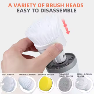 Cepillo de Limpieza Eléctrico Multifuncional Recargable por USB, Cepillo de Limpieza Eléctrico IPX6 con 5 Cabezales de Cepillo - Product Image 3