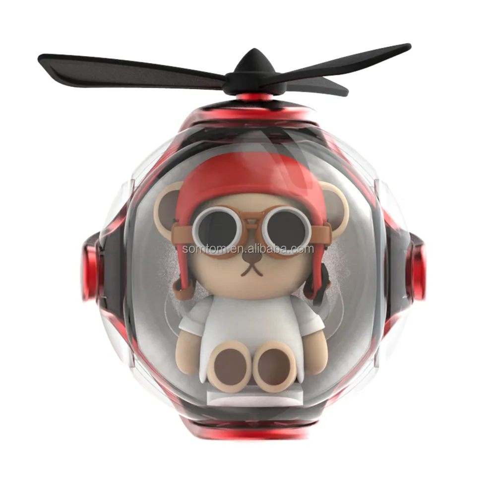 Cute Bear Helicopter Pilot Car Perfume Solid Car Diffuser Vent Clip Air Freshener