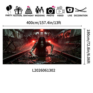 Décorations de fenêtre rectangulaires populaires sur le thème d'Halloween, best-sellers, 100% polyester, impression numérique personnalisable, 3,9*2,6 pieds - Product Image 2