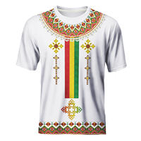 T-shirts de sport de luxe en gros, design éthiopien personnalisé, drapeau éthiopien, grandes tailles, col rond, pour hommes, entraînement, course à pied, maillot