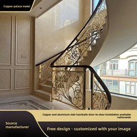 Rampe d'escalier courbée en cuivre pour villa, garde-corps rotatif intérieur de style européen, luxe léger, pour maison individuelle en aluminium