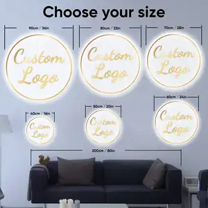 Sinal de empresa com letras personalizadas, sinalização interna iluminada, logotipo de parede para escritório