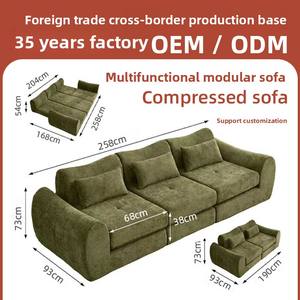 Sofá de Tres Plazas sin Marco Personalizado, Relleno de Esponja de Alta Densidad, Cubierta de Tela de Estilo <span class=keywords><strong>Retro</strong></span> Vintage para Sala de Estar o <span class=keywords><strong>Alquiler</strong></span> - Product Image 3