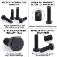 Boulon hexagonal en acier noir à haute résistance avec trou de sécurité pour fil métallique, pour l'automobile