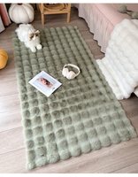 Tapis moderne en fausse fourrure de lapin, à poils longs et épais, imprimé, fabriqué à la machine, pour chevet, devant lit, baie vitrée, salon, café