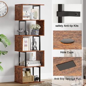 Estante de Almacenamiento de Madera y Hierro de Múltiples Niveles, Organizador de Esquina, Estante de Exhibición Independiente para Sala de Estar, Tamaño Personalizado, Rectangular y Duradero - Product Image 1
