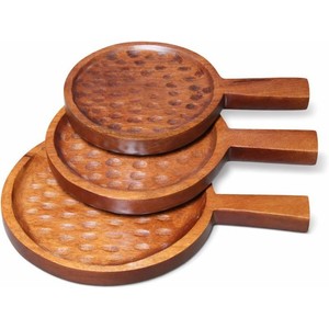 Bandeja Redonda de Madera con Asa, Plato para Pizza y Carne para Restaurante, Bandeja para Servir Postres y Pan para el Hogar - Product Image 1