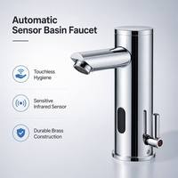 Robinet de lavabo commercial en laiton à capteur sans contact avec réglage manuel de la température et activation infrarouge intelligente