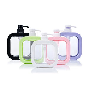 10oz 500ml White Pink Green Black Blue Square Liquid Soap Plastic Cosmetic Pump Dispenser Bottle For Shampoo Lotion Conditioner