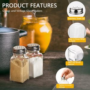 4oz Glass <b>Spice</b> <b>Jars</b> With Lids Kitchen Airtight Glass <b>Jars</b> Storage Bottles Glass Storage <b>Jar</b> With Lids - Product Image 2