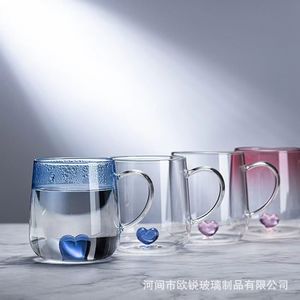 แก้วน้ำแก้วบอโรซิลิเกตสูง ทนความร้อน ดีไซน์รูปหัวใจ พร้อมหูจับ แก้วน้ำผลไม้แบบชั้นเดียว หนาพิเศษ - Product Image 4