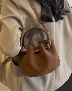Ladies' Retro Autumn/Winter Matte Small Women's Fashion <b>Suede</b> Single Handheld <b>Bucket</b> <b>Bag</b> - Product Image 5